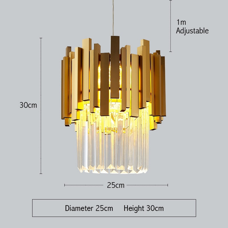 FSS Small Round Gold Crystal Chandelier