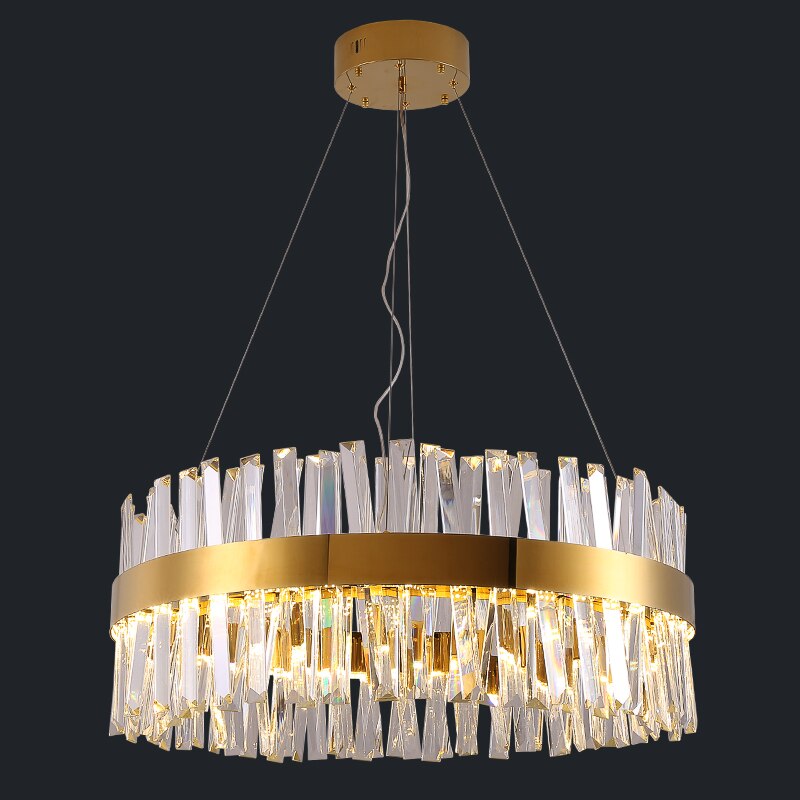 Crystal LED Round Gold Chandelier